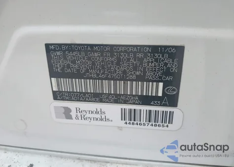 2007 Lexus Ls 460 из США, поврежденный, VIN JTHBL46F475011288